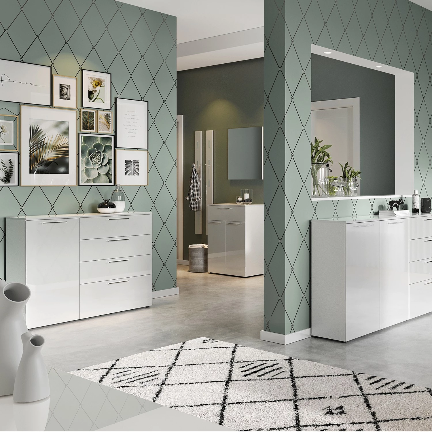 Germania Buffet Sunnyvale - Blanc brillant - Largeur : 135 cm 2 Germania Buffet Sunnyvale - Blanc brillant - Largeur : 135 cm – Image 2