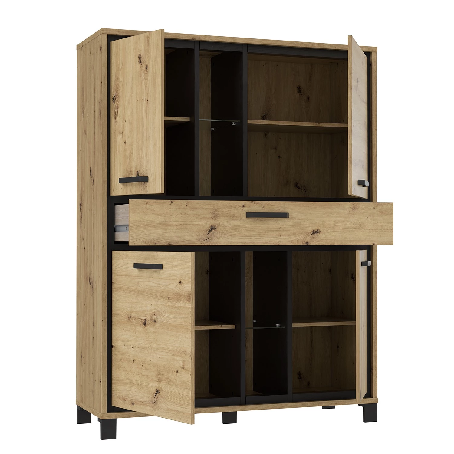 Red Living Armoire Egan - Imitation chêne artisan / Imitation chêne noir 2 Red Living Armoire Egan - Imitation chêne artisan / Imitation chêne noir – Image 2