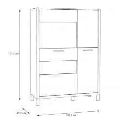 Norrwood Buffet haut Boyd III - Blanc / Imitation chêne -ÉcoMaison Soldes 1000270229 210609 06155500131 SKETCH DETAILS P000000001000270229 sketch