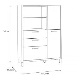 Norrwood Buffet haut Boyd II - Blanc / Imitation chêne -ÉcoMaison Soldes 1000270241 210609 06160100229 SKETCH DETAILS P000000001000270241 sketch