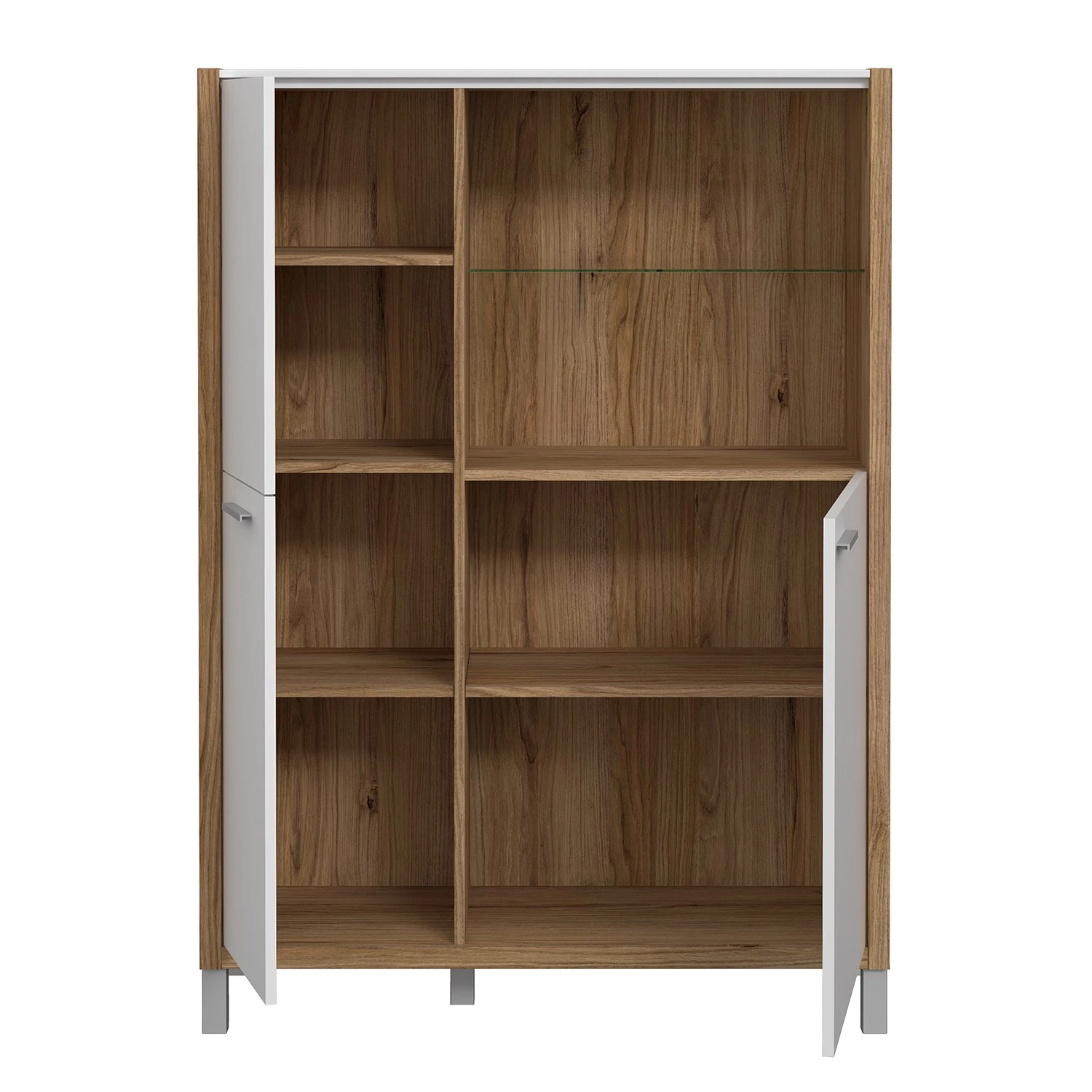 Norrwood Buffet haut Boyd I - Blanc / Imitation chêne 4 Norrwood Buffet haut Boyd I - Blanc / Imitation chêne – Image 4