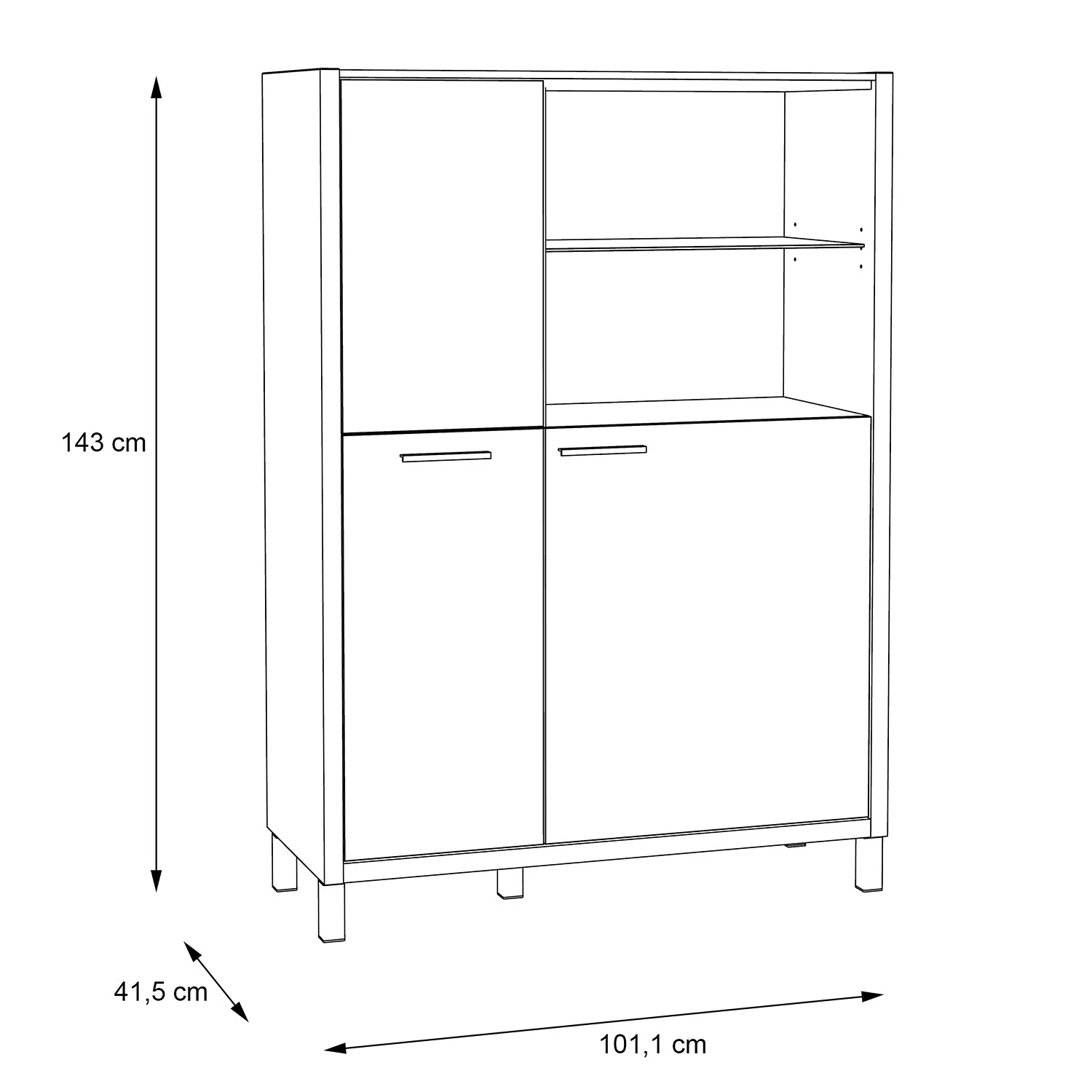 Norrwood Buffet haut Boyd I - Blanc / Imitation chêne 9 Norrwood Buffet haut Boyd I - Blanc / Imitation chêne – Image 9