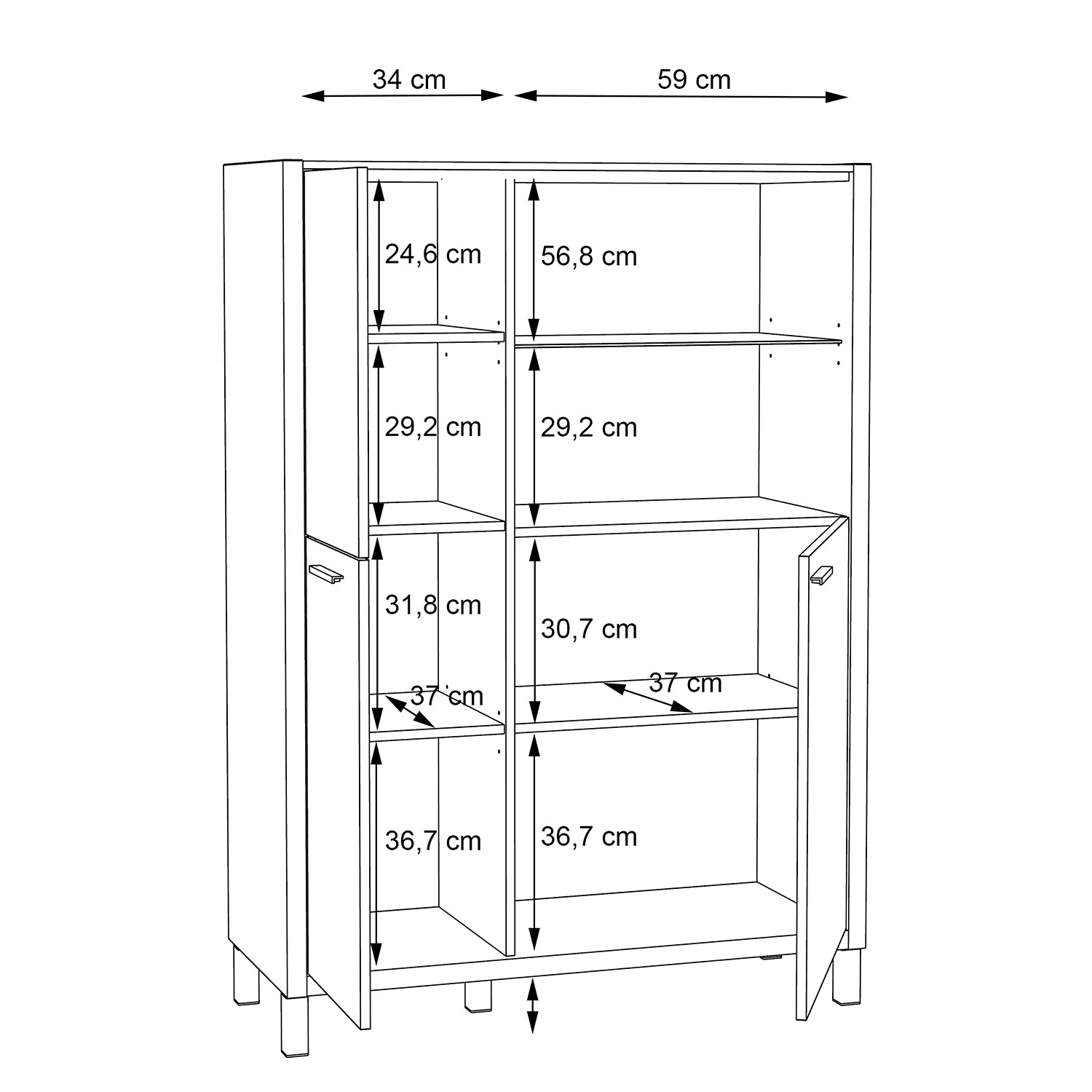 Norrwood Buffet haut Boyd I - Blanc / Imitation chêne 10 Norrwood Buffet haut Boyd I - Blanc / Imitation chêne – Image 10