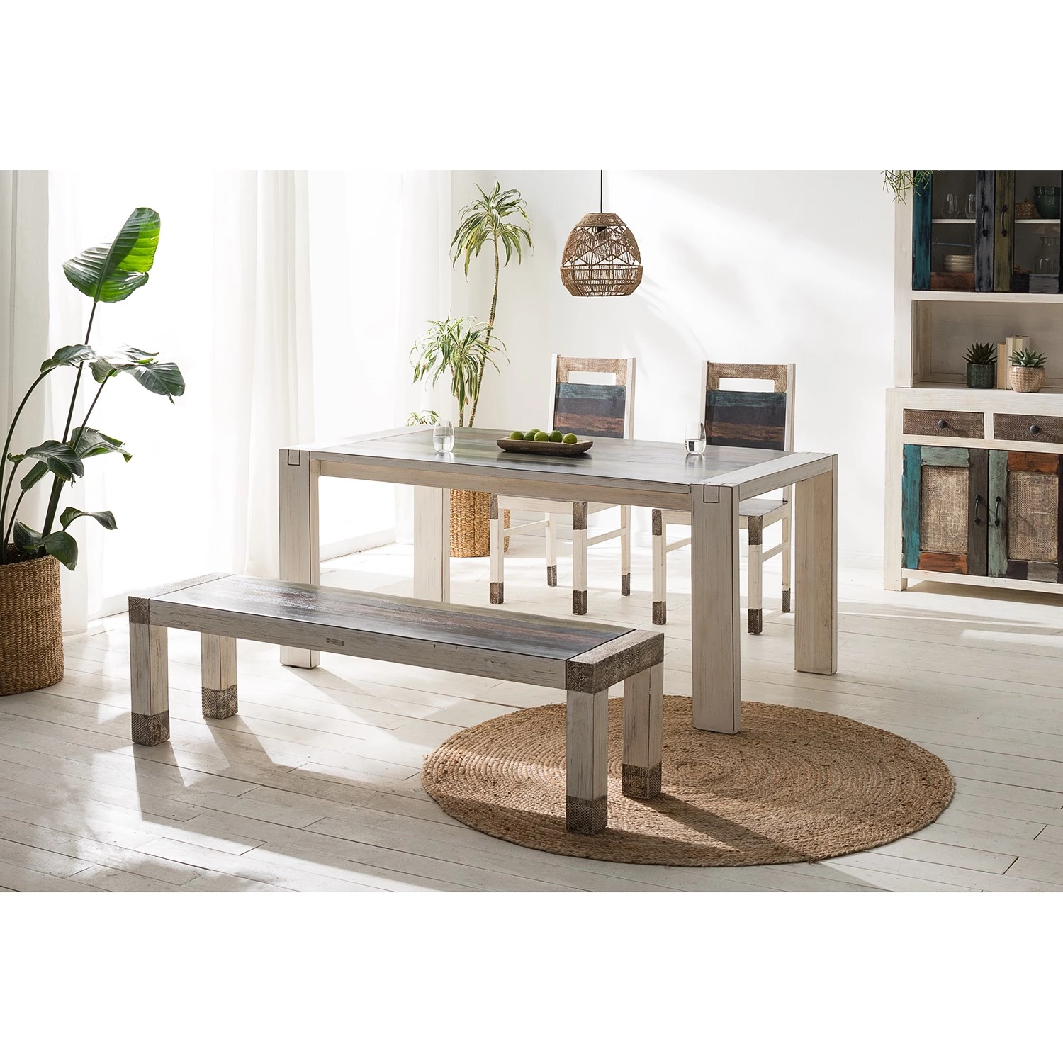 Wolf-Möbel Table Goa White - Partiellement en manguier massif - Manguier vintage blanc 2 Wolf-Möbel Table Goa White - Partiellement en manguier massif - Manguier vintage blanc – Image 2