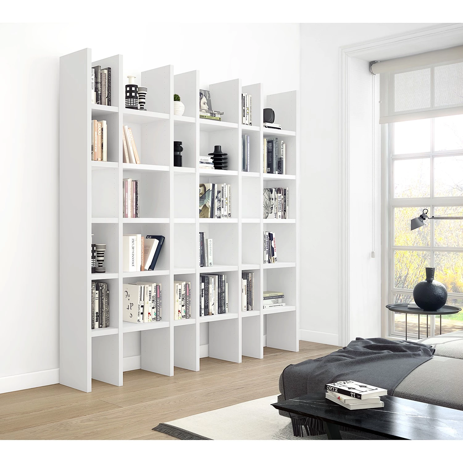 Loftscape Bibliothèque Emporior XIII - Blanc crème - Blanc brillant - Largeur : 216 cm 2 Loftscape Bibliothèque Emporior XIII - Blanc crème - Blanc brillant - Largeur : 216 cm – Image 2