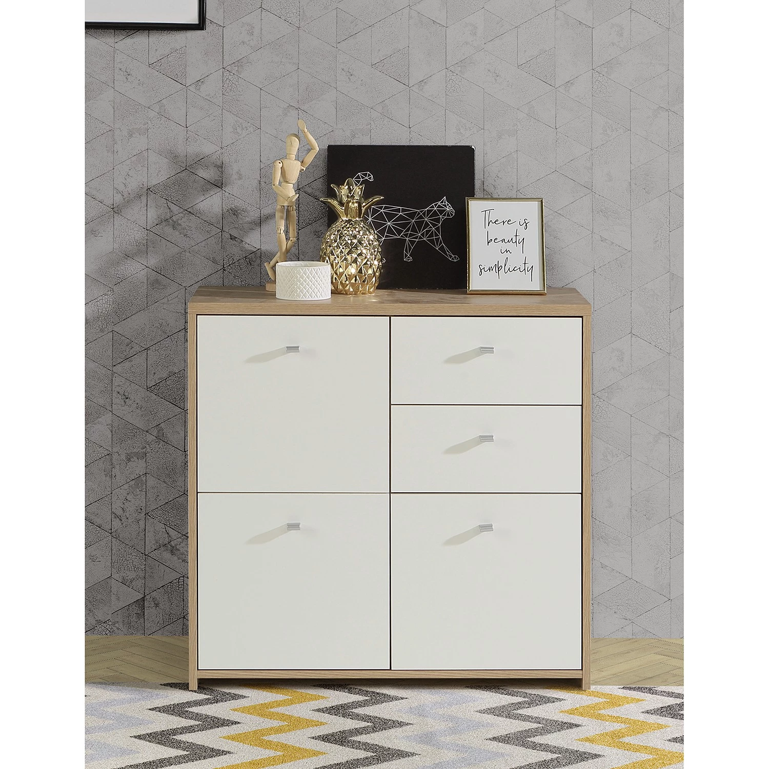 Loftscape Buffet Rison III - Imitation chêne Artisan / Blanc 2 Loftscape Buffet Rison III - Imitation chêne Artisan / Blanc – Image 2