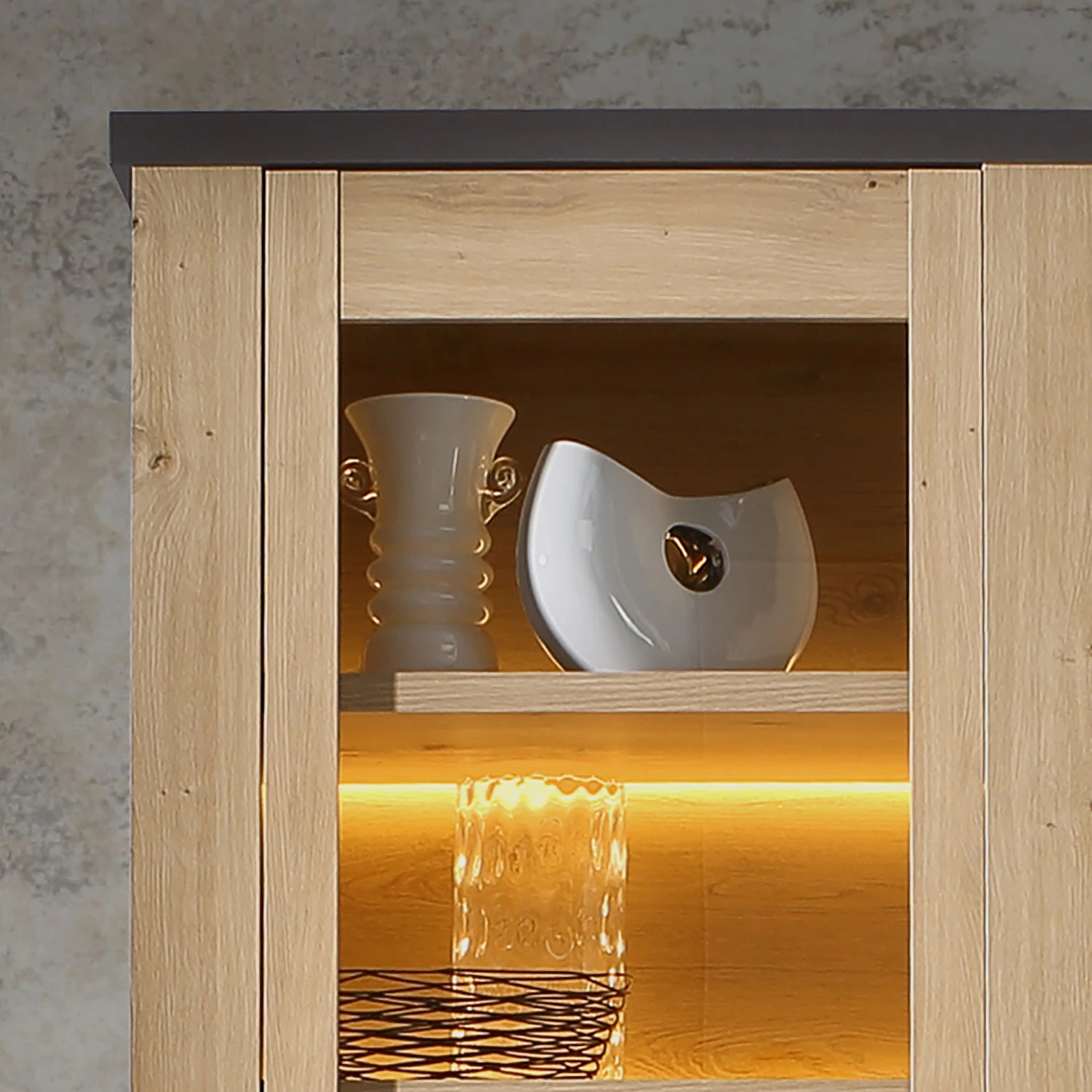 Ridgevalley Vitrine Moro - Imitation chêne artisan / Gris 6 Ridgevalley Vitrine Moro - Imitation chêne artisan / Gris – Image 6