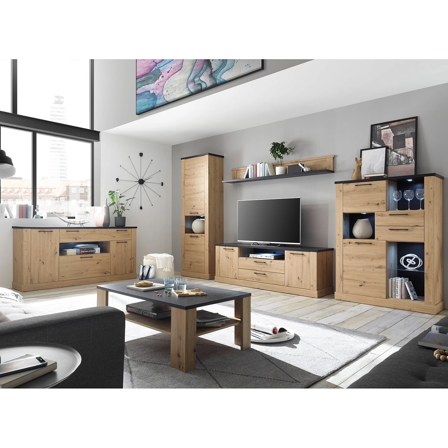 Ridgevalley Armoire Nanda I - Imitation chêne artisan / Imitation chêne noir 4 Ridgevalley Armoire Nanda I - Imitation chêne artisan / Imitation chêne noir – Image 4