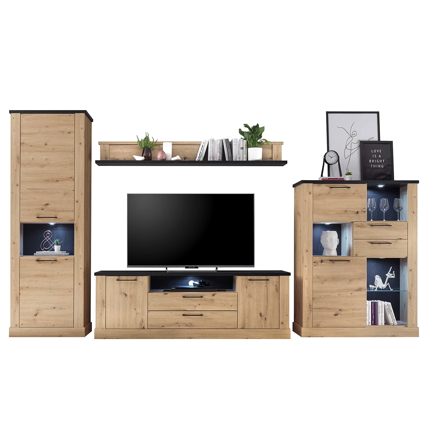 Ridgevalley Armoire Nanda I - Imitation chêne artisan / Imitation chêne noir 5 Ridgevalley Armoire Nanda I - Imitation chêne artisan / Imitation chêne noir – Image 5