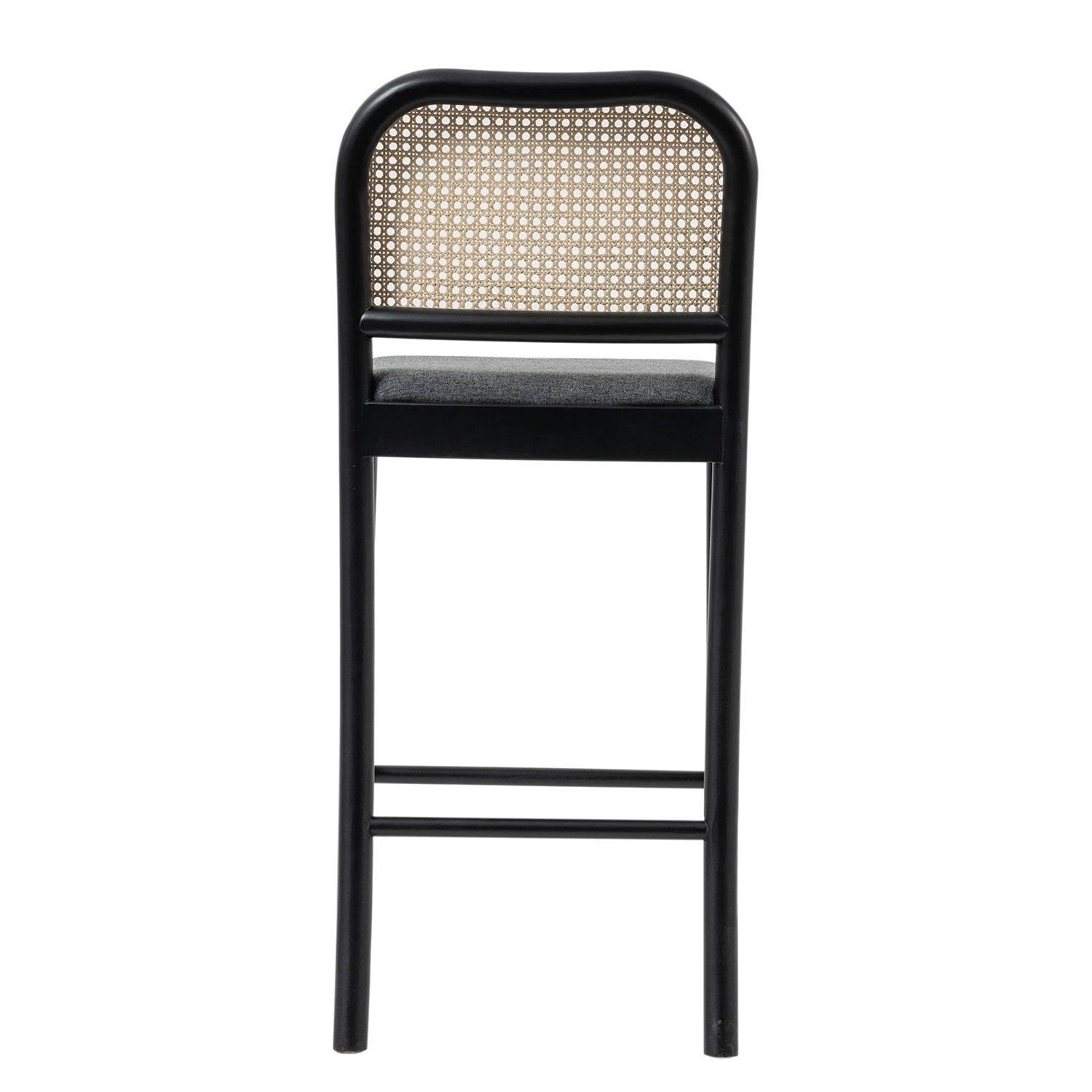 Studio Copenhagen Chaise de bar Cutis - Rotin et tissu / Hêtre massif - Gris 4 Studio Copenhagen Chaise de bar Cutis - Rotin et tissu / Hêtre massif - Gris – Image 4