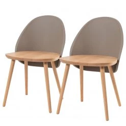 Mørteens Chaises Doon (lot de 2) - Matière plastique / Hêtre massif - Taupe / Hêtre