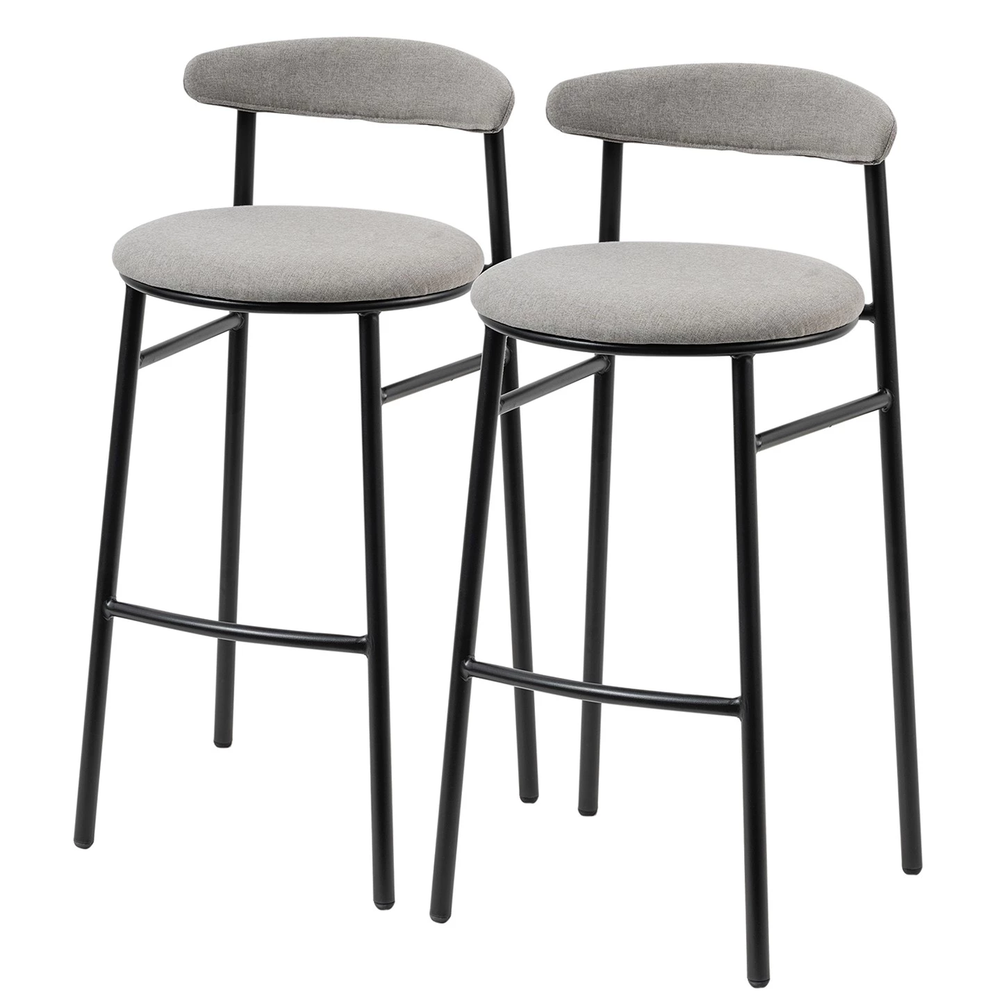 Studio Copenhagen Chaises de bar Embi (lot de 2) - Tissu / Métal - Gris / Noir 1 Studio Copenhagen Chaises de bar Embi (lot de 2) - Tissu / Métal - Gris / Noir
