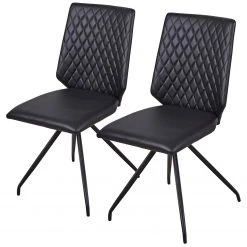 Loftscape Chaises Diva (Lot de 2) - Imitation cuir / Acier - Noir