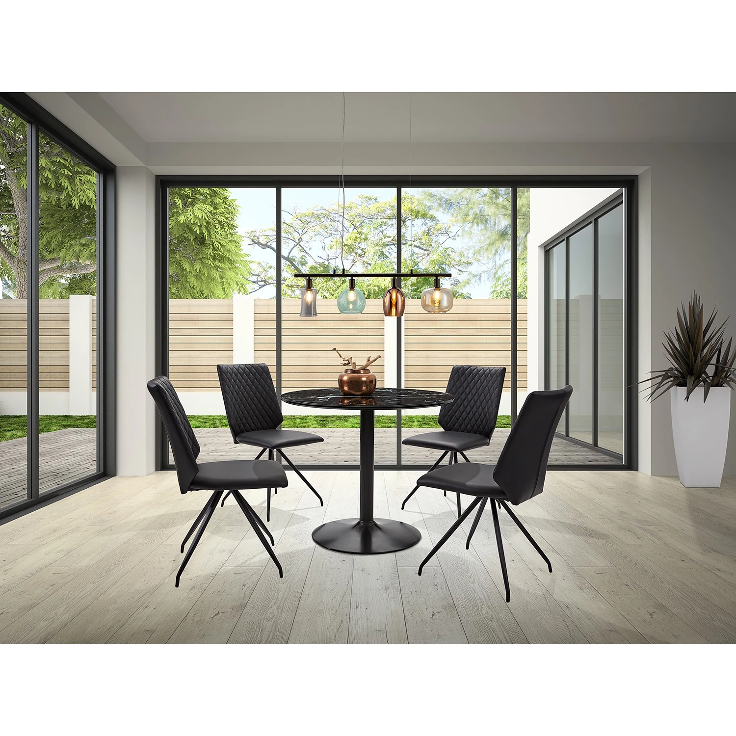 Loftscape Chaises Diva (Lot de 2) - Imitation cuir / Acier - Noir 2 Loftscape Chaises Diva (Lot de 2) - Imitation cuir / Acier - Noir – Image 2