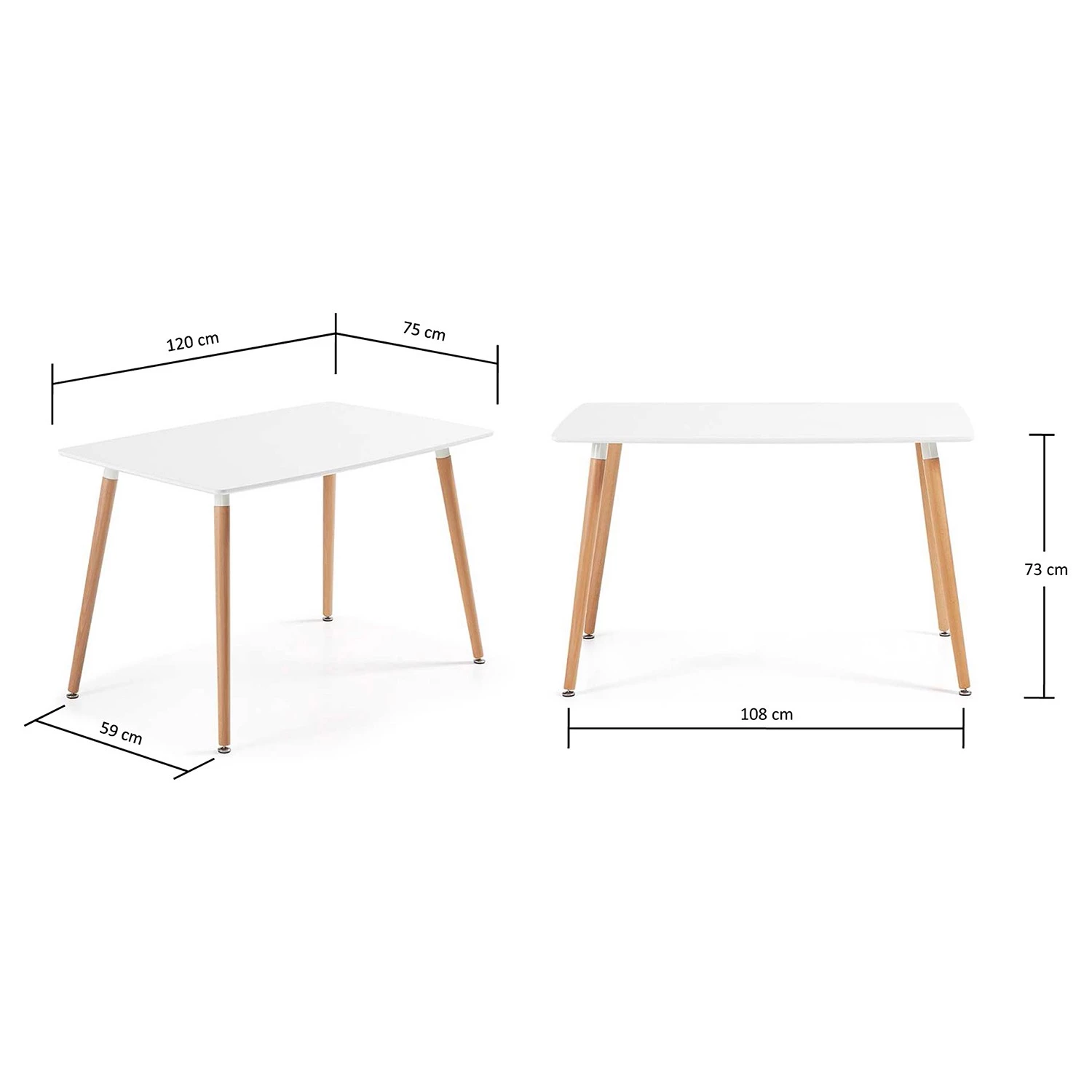 Mørteens Table Algona - Blanc / Imitation chêne 4 Mørteens Table Algona - Blanc / Imitation chêne – Image 4