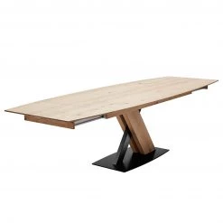 GWINNER Table ET613 - Chêne de poutre - Largeur : 180 cm - Noir - Extensible