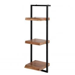 Ars manufacti Étagère murale Kaawo II - Acacia massif / Métal - Acacia / Noir - Hauteur : 100 cm