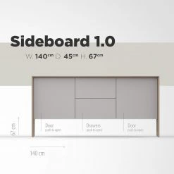 Studio Copenhagen Enfilade Maayka I - Partiellement en chêne massif - Blanc / Chêne clair -ÉcoMaison Soldes 1000277378 211111 1449030000507 SKETCH DETAILS P000000001000277378 sketch