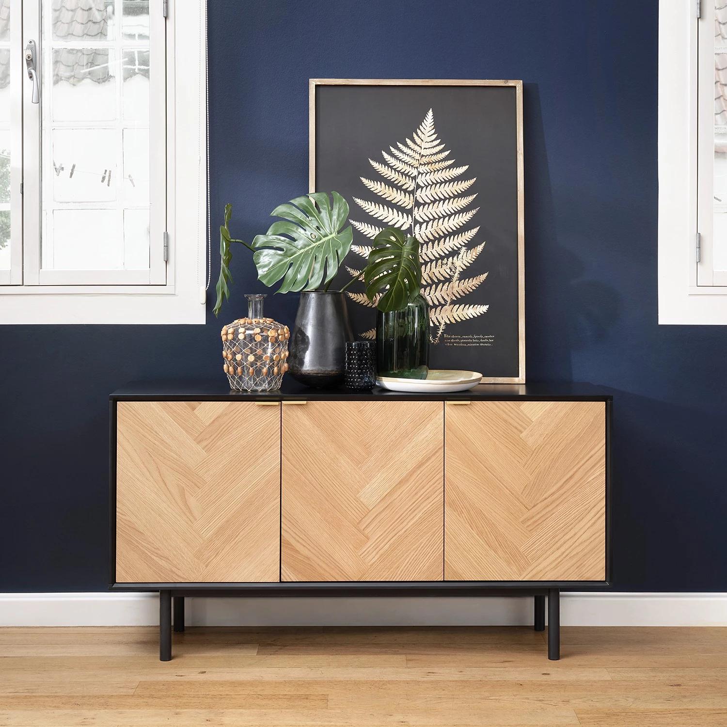 Loftscape Buffet Charlo - Placage en bois véritable - Chêne / Noir 2 Loftscape Buffet Charlo - Placage en bois véritable - Chêne / Noir – Image 2