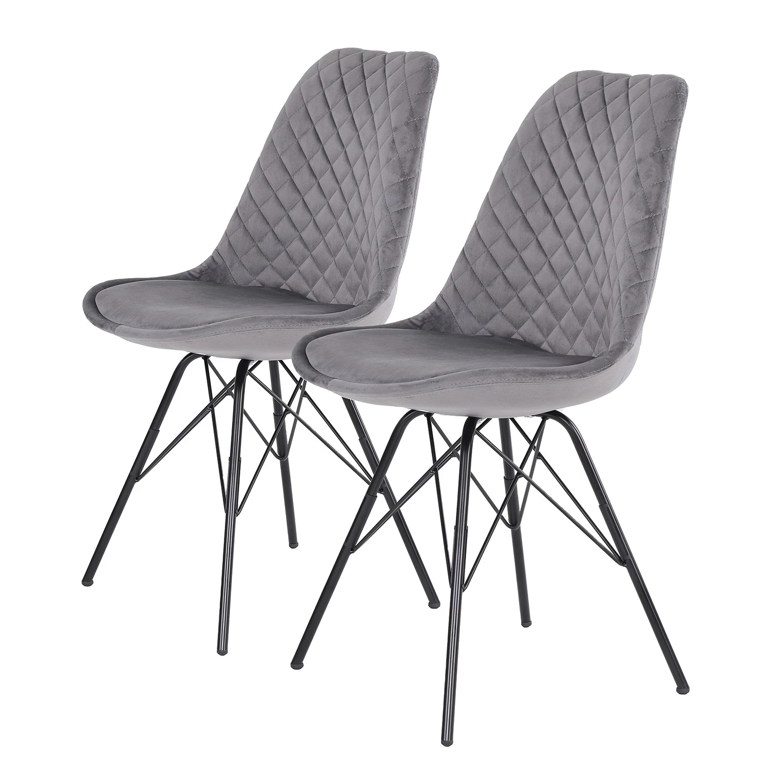 Loftscape Chaises capitonnées Flekke I (lot de 2) - Gris 1 Loftscape Chaises capitonnées Flekke I (lot de 2) - Gris
