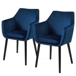Mørteens Chaises à accoudoirs Nicholas V - Velours Kemi: Bleu foncé - Lot de 2