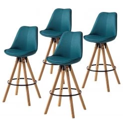 Mørteens Chaises de bar Aledas II - Bleu pétrole - Lot de 4