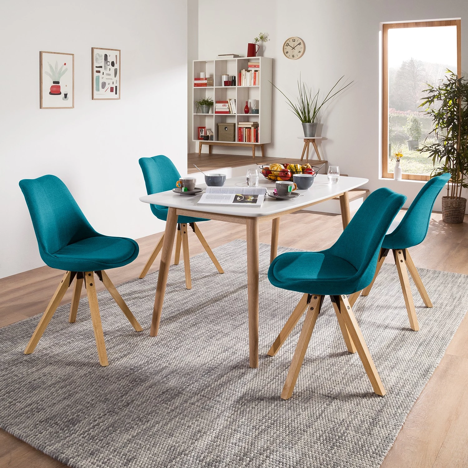 Mørteens Chaises capitonnées Aledas II - Tissu Cors: Pétrole - Lot de 4 2 Mørteens Chaises capitonnées Aledas II - Tissu Cors: Pétrole - Lot de 4 – Image 2