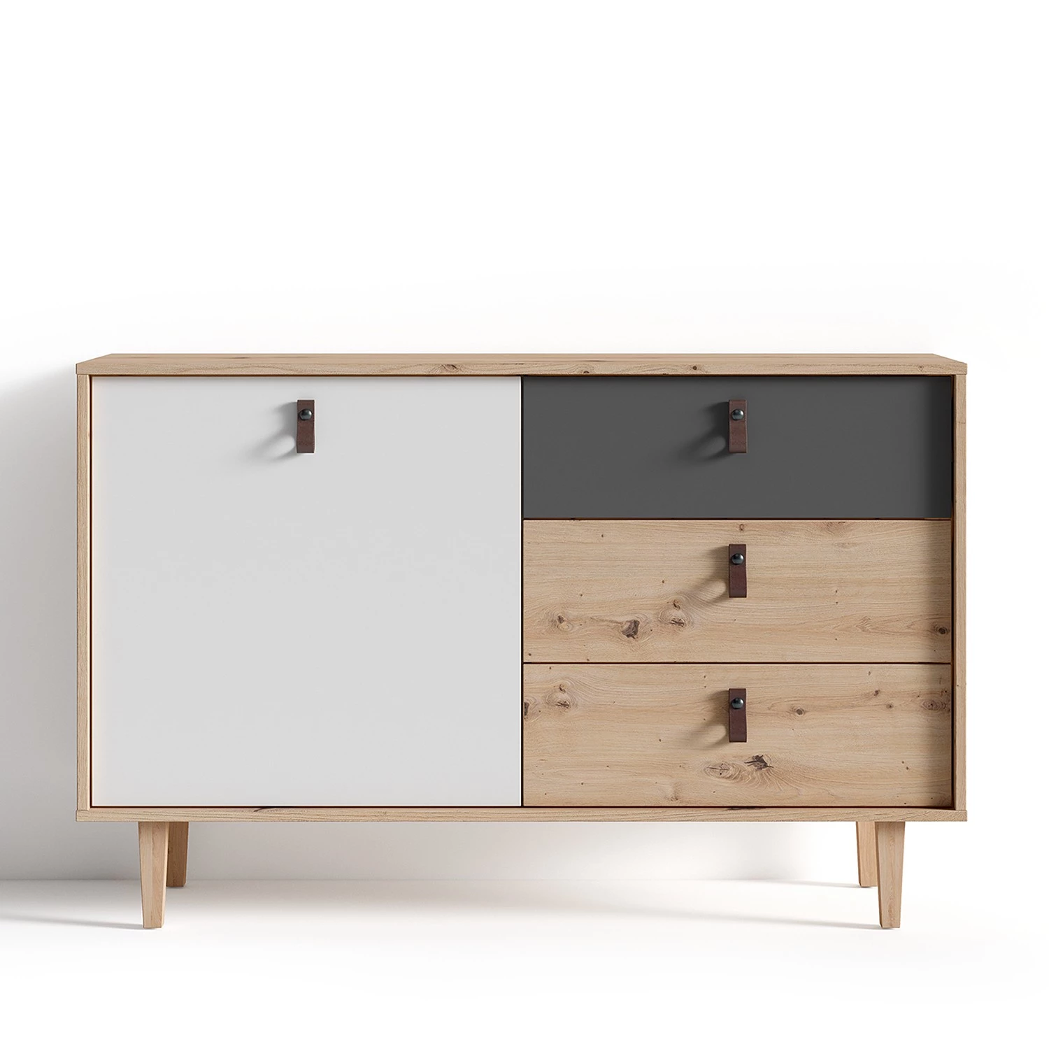 Fredriks Buffet Bowood - Imitation chêne artisan / Blanc 2 Fredriks Buffet Bowood - Imitation chêne artisan / Blanc – Image 2