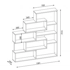 Loftscape Étagère Mertyn - Blanc / Imitation noyer clair -ÉcoMaison Soldes 1000284396 210809 06093100187 SKETCH DETAILS P000000001000284396 sketch
