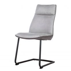 Fredriks Chaises cantilever Altoona (lot de 2) - Tissage à plat / Métal - Gris foncé et gris clair / Noir mat