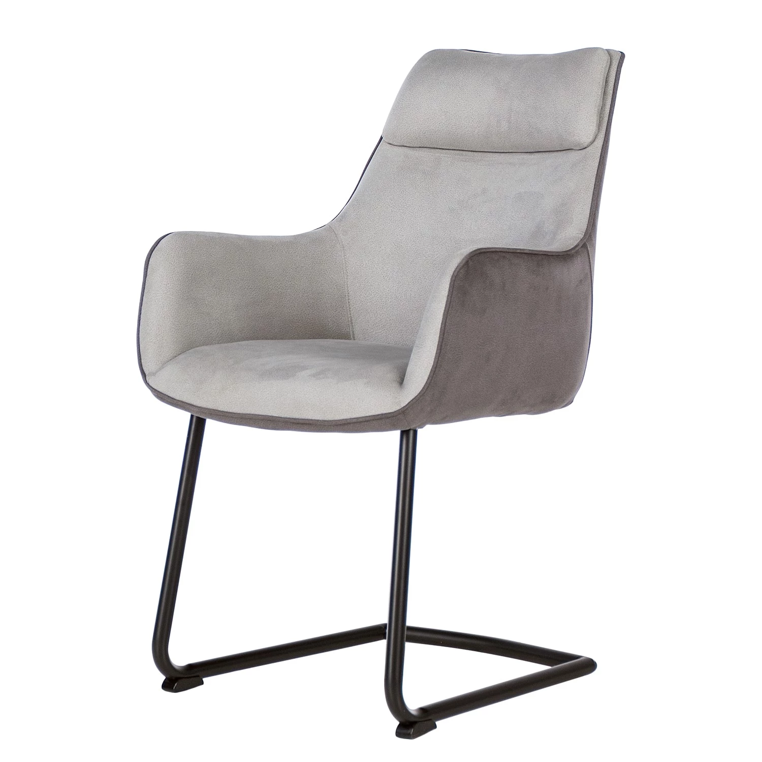 Fredriks Chaise à accoudoirs Altoona - Tissage à plat / Métal - Gris foncé et gris clair / Noir mat 1 Fredriks Chaise à accoudoirs Altoona - Tissage à plat / Métal - Gris foncé et gris clair / Noir mat