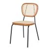 Maison Belfort Chaises Ramona (lot de 2) - Rotin & Hêtre massif / Acier - Beige & Hêtre / Chrome