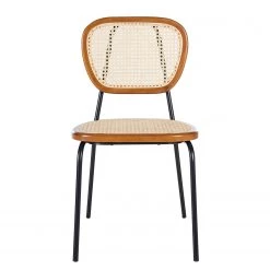 Maison Belfort Chaises Ramona (lot de 2) - Rotin & Hêtre massif / Acier - Beige & Hêtre / Chrome -ÉcoMaison Soldes 1000285155 220608 030 DETAILS P000000001000285155