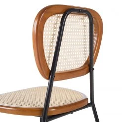 Maison Belfort Chaises Ramona (lot de 2) - Rotin & Hêtre massif / Acier - Beige & Hêtre / Chrome -ÉcoMaison Soldes 1000285155 220608 050 DETAILS P000000001000285155