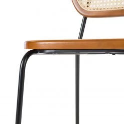 Maison Belfort Chaises Ramona (lot de 2) - Rotin & Hêtre massif / Acier - Beige & Hêtre / Chrome -ÉcoMaison Soldes 1000285155 220608 060 DETAILS P000000001000285155