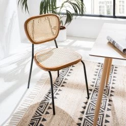 Maison Belfort Chaises Ramona (lot de 2) - Rotin & Hêtre massif / Acier - Beige & Hêtre / Chrome -ÉcoMaison Soldes 1000285155 220609 021 MOOD DETAILS P000000001000285155 mood