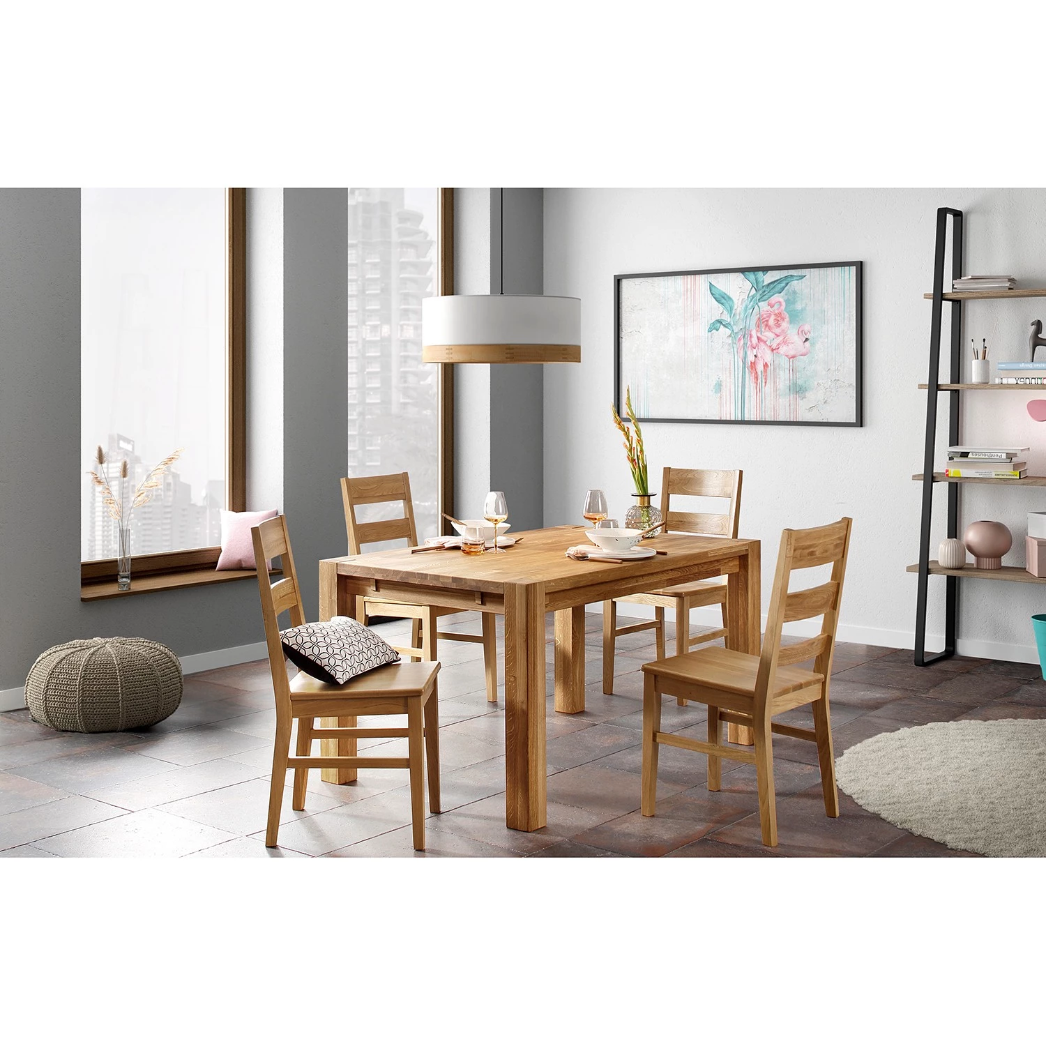 Naturoo Salle à manger Borja (5 éléments) - Chêne sauvage massif 2 Naturoo Salle à manger Borja (5 éléments) - Chêne sauvage massif – Image 2