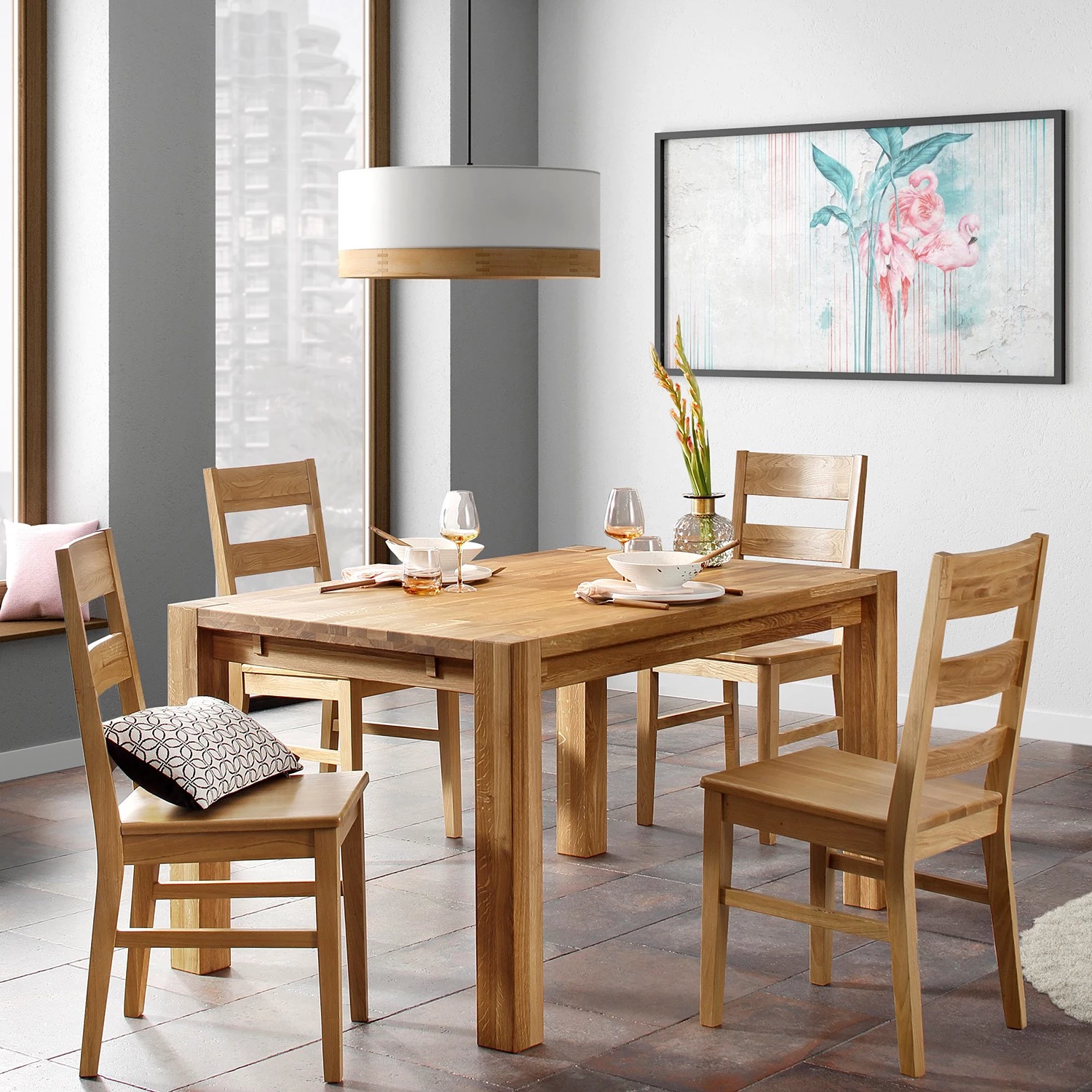 Naturoo Salle à manger Borja (5 éléments) - Chêne sauvage massif 1 Naturoo Salle à manger Borja (5 éléments) - Chêne sauvage massif