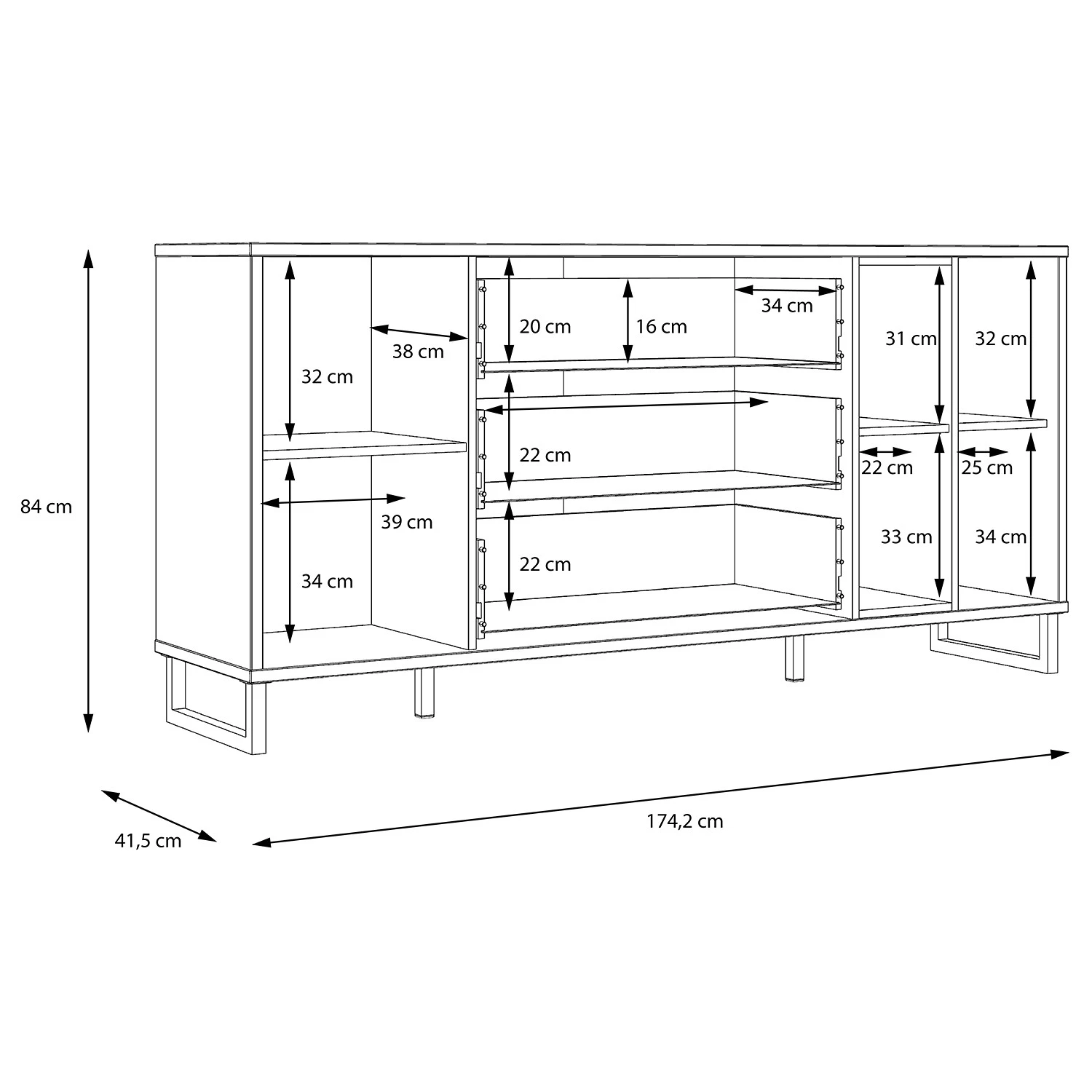 Loftscape Buffet Mazzo - Noir / Imitation chêne artisan 13 Loftscape Buffet Mazzo - Noir / Imitation chêne artisan – Image 13
