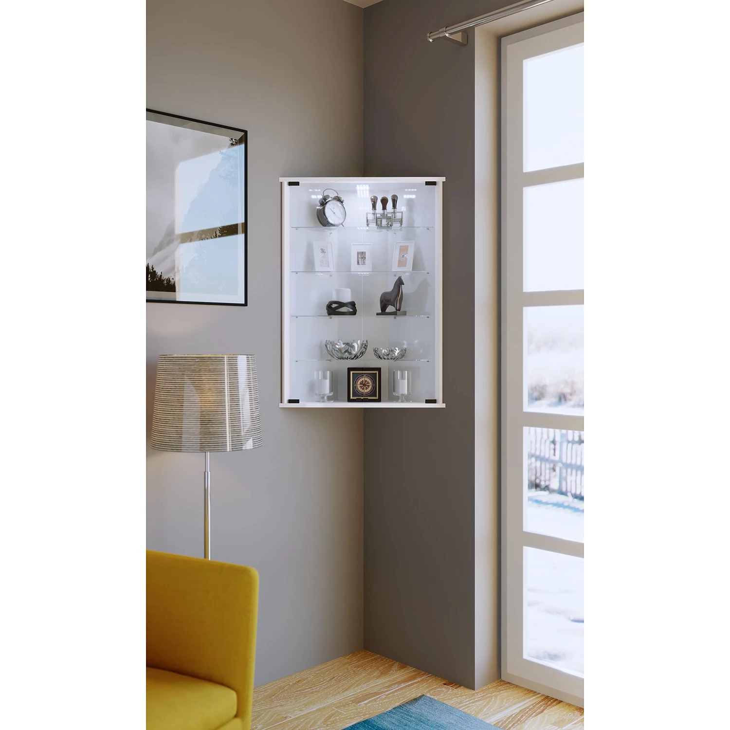 VCM Vitrine d’angle Vecko - Blanc 2 VCM Vitrine d’angle Vecko - Blanc – Image 2