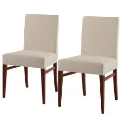 Red Living Chaise capitonnée Camillas II (lot de 2) - Tissu structuré / Hêtre massif- Beige / Imitation noyer