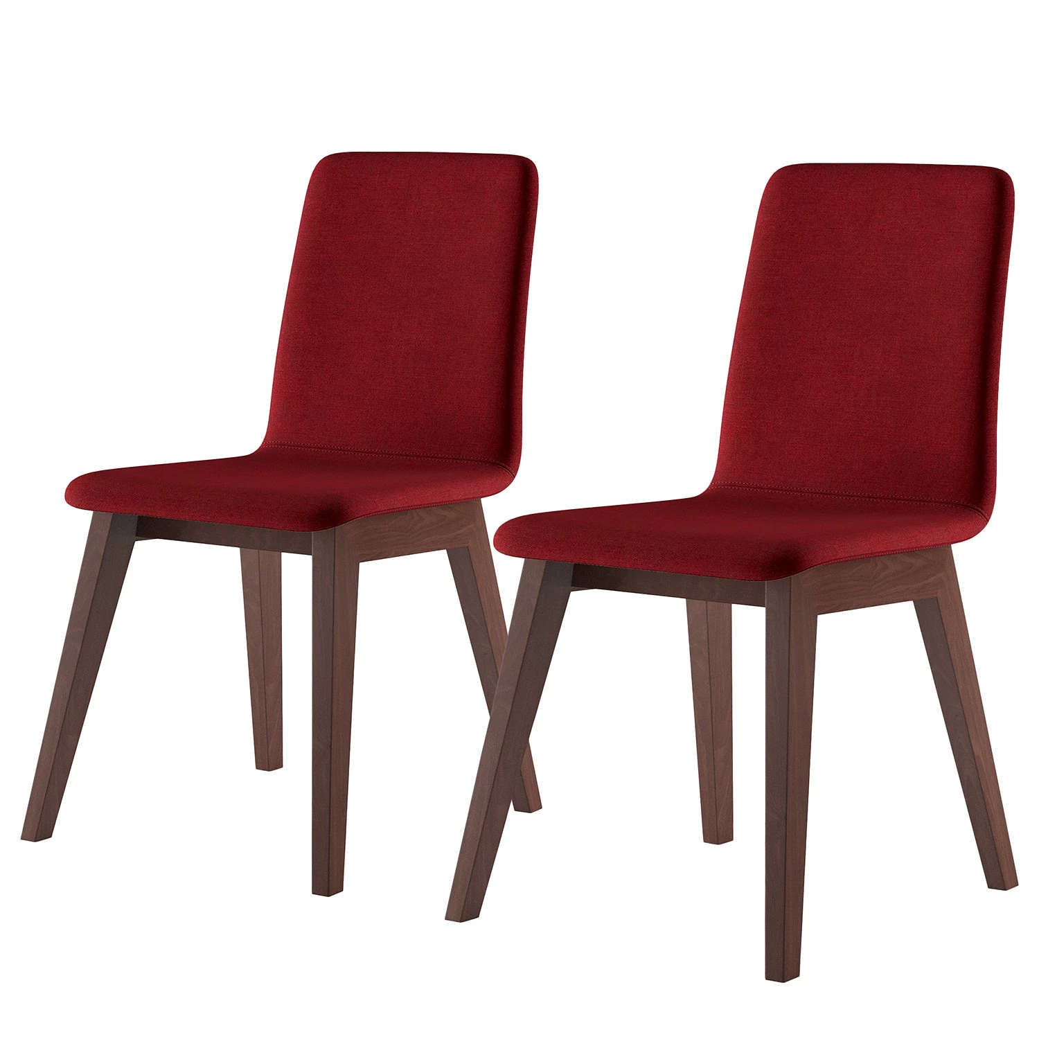 Norrwood Chaises capitonnées Nami (lot de 2) - Rouge antique - Imitation noyer 1 Norrwood Chaises capitonnées Nami (lot de 2) - Rouge antique - Imitation noyer