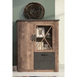 Trendteam Buffet haut Georgia - Gris foncé / Imitation chêne rustique -ÉcoMaison Soldes 1000300848 211015 12542200055 MOOD DETAILS P000000001000300848 mood