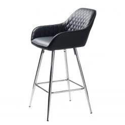 Red Living Chaise de bar Dela III - Imitation cuir / Fer - Noir / Chrome