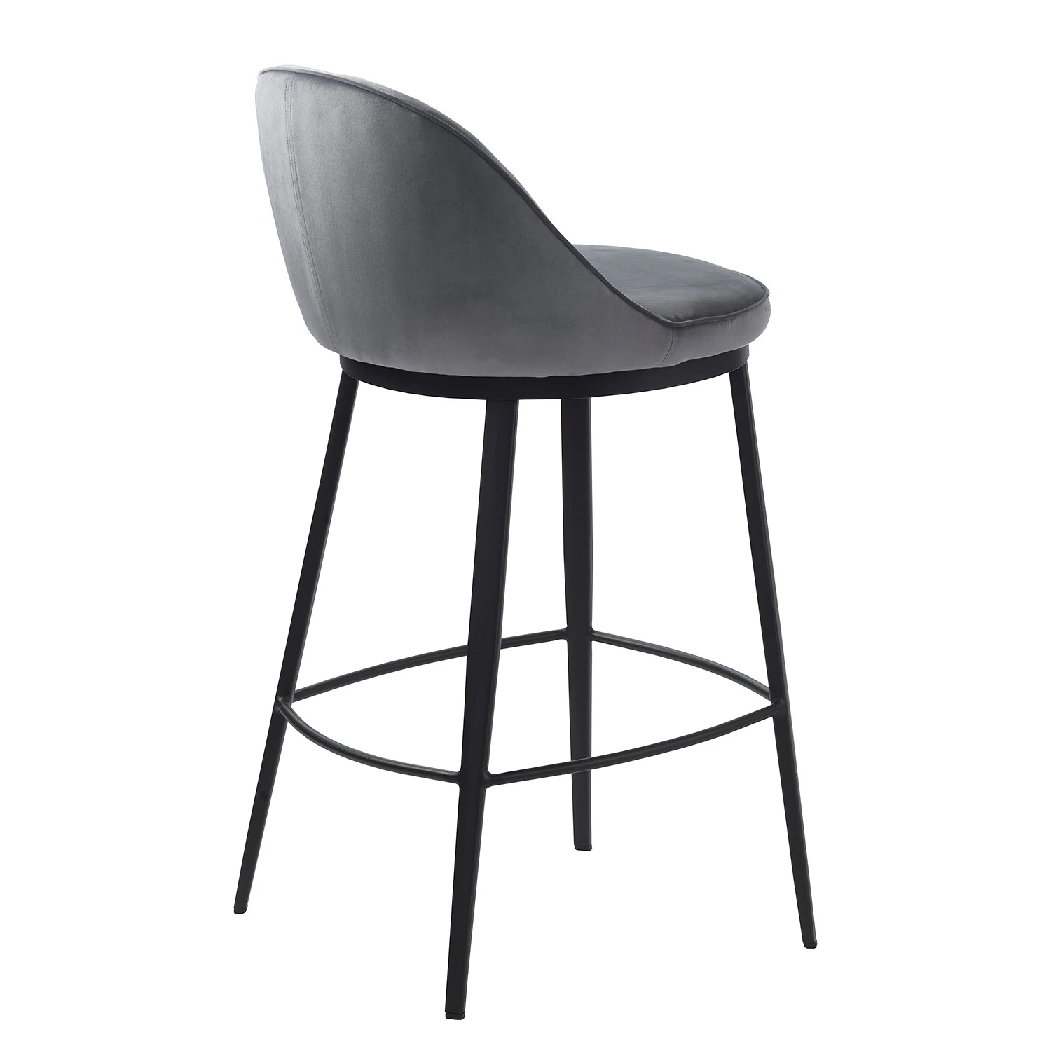 Red Living Chaise de bar Cheia II - Velours / Fer - Gris / Noir 4 Red Living Chaise de bar Cheia II - Velours / Fer - Gris / Noir – Image 4