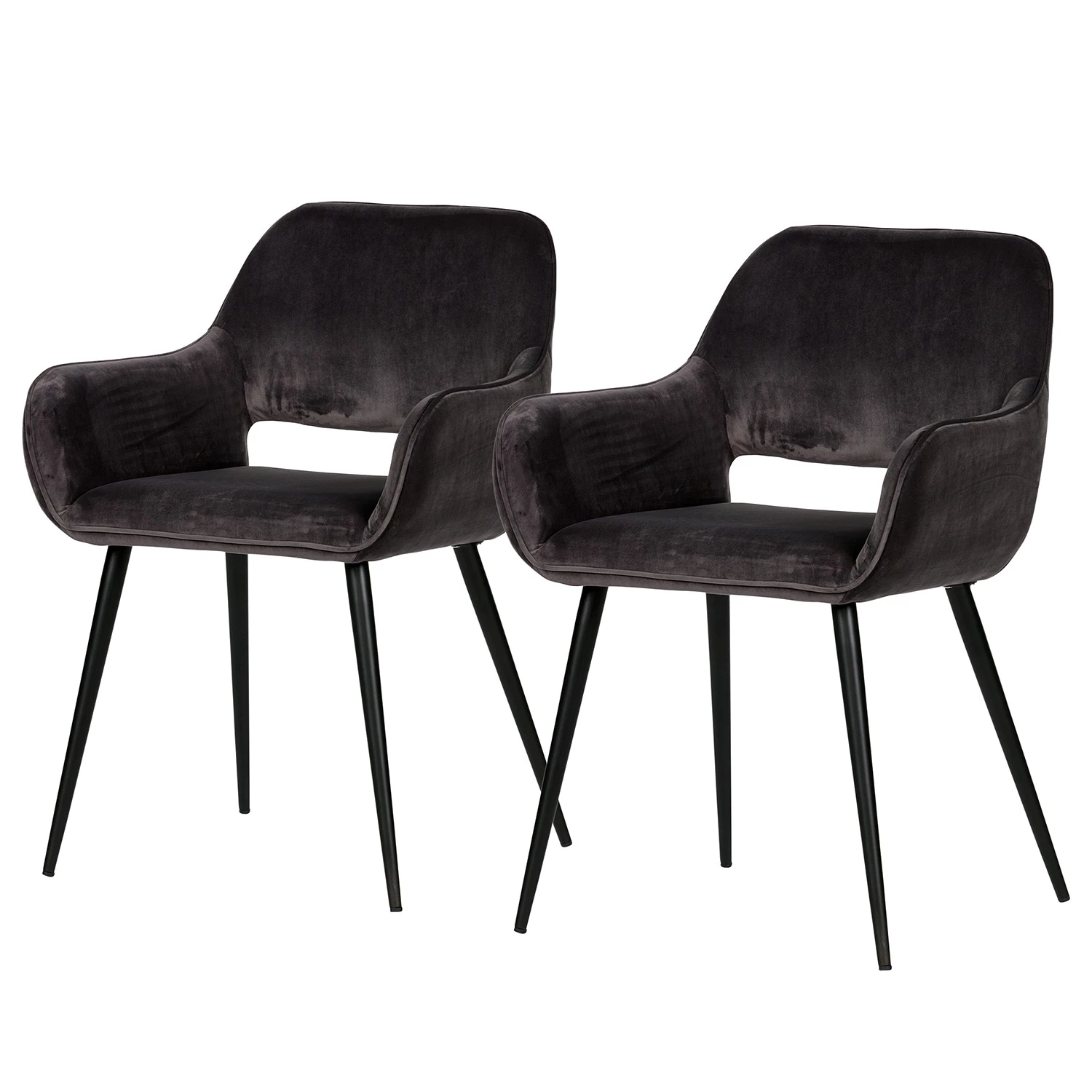 Red Living Chaises à accoudoirs Avril (lot de 2) - Gris marron 1 Red Living Chaises à accoudoirs Avril (lot de 2) - Gris marron