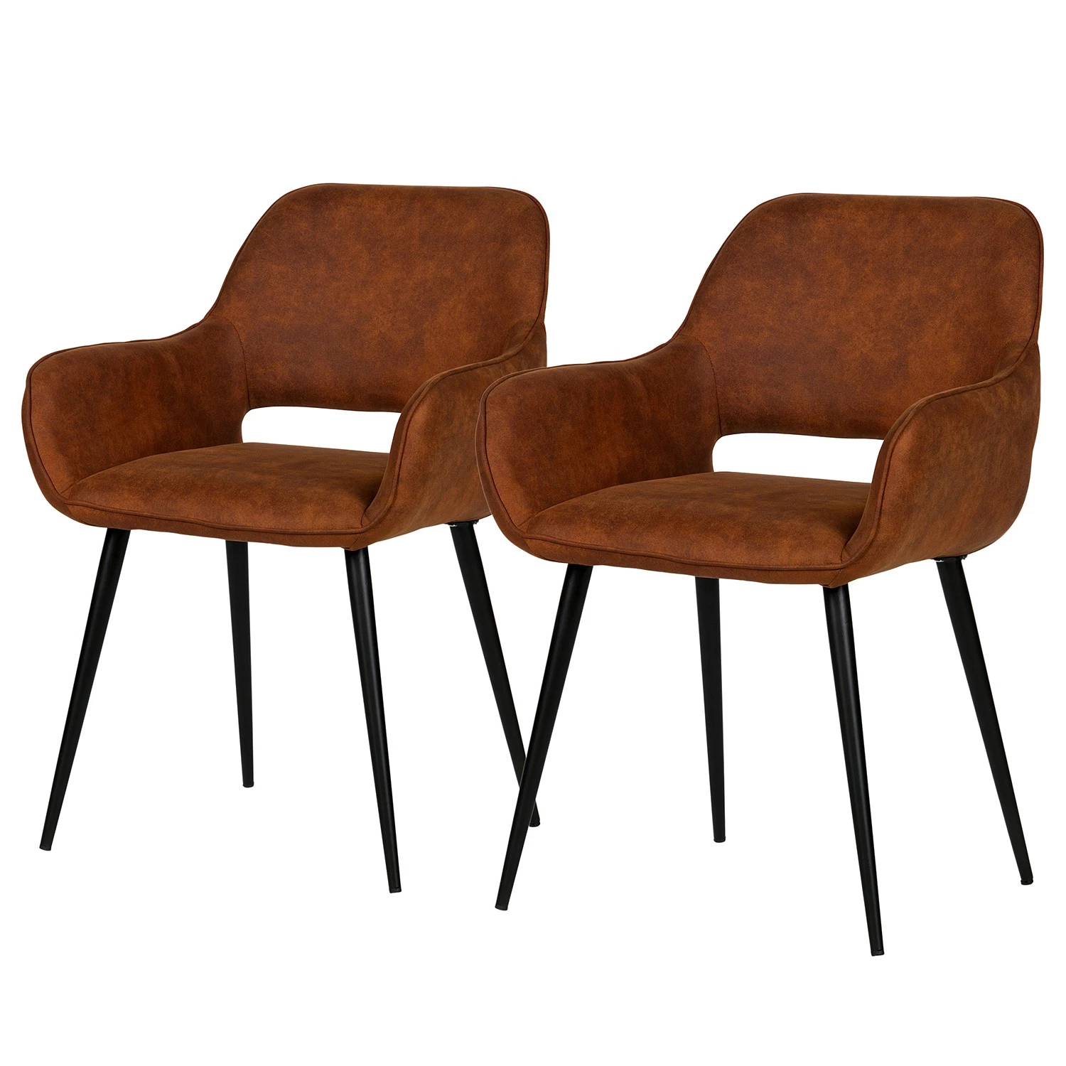 Red Living Chaises à accoudoirs Avril II (lot de 2) - Microfibre / Acier - Marron vintage / Noir 1 Red Living Chaises à accoudoirs Avril II (lot de 2) - Microfibre / Acier - Marron vintage / Noir