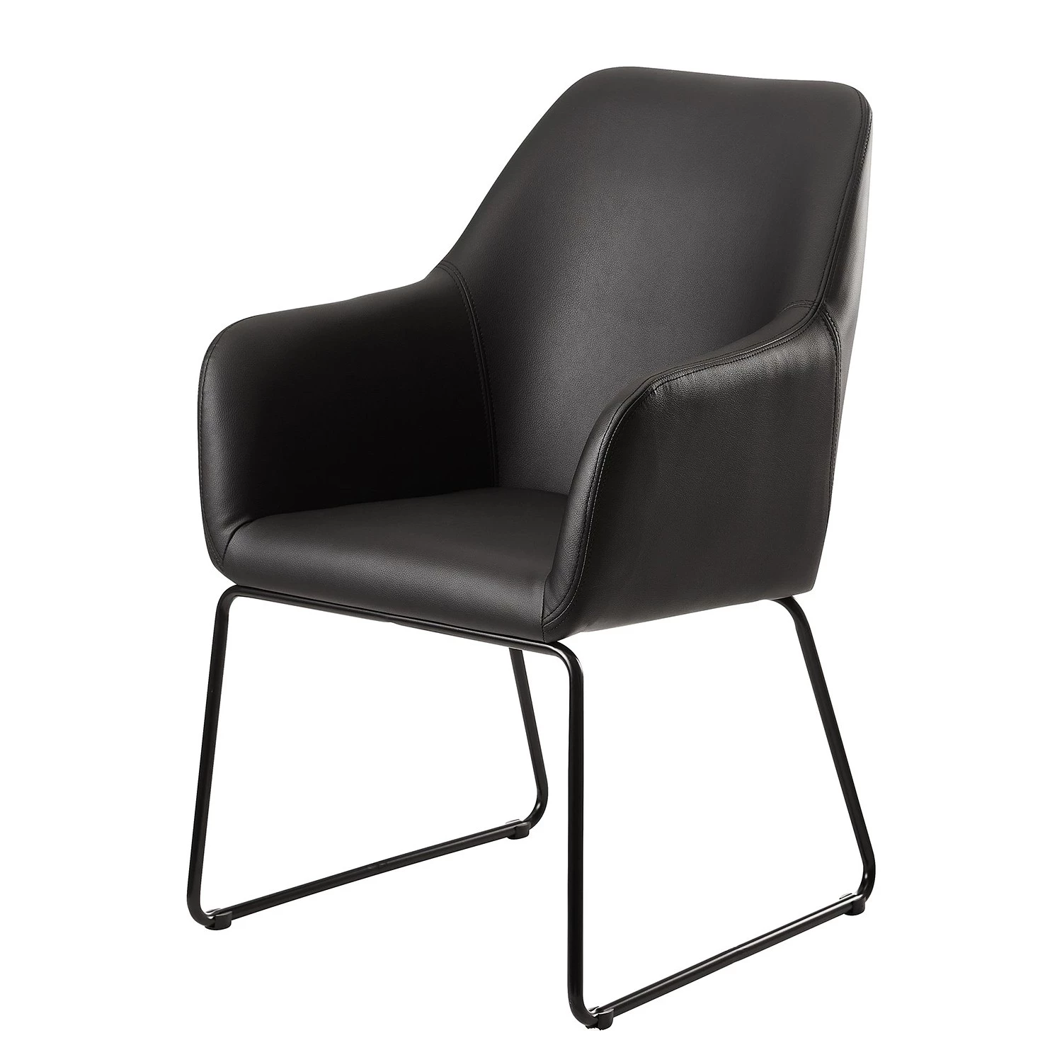 Loftscape Chaise à accoudoirs Fradou III - Imitation cuir / Fer - Noir 1 Loftscape Chaise à accoudoirs Fradou III - Imitation cuir / Fer - Noir