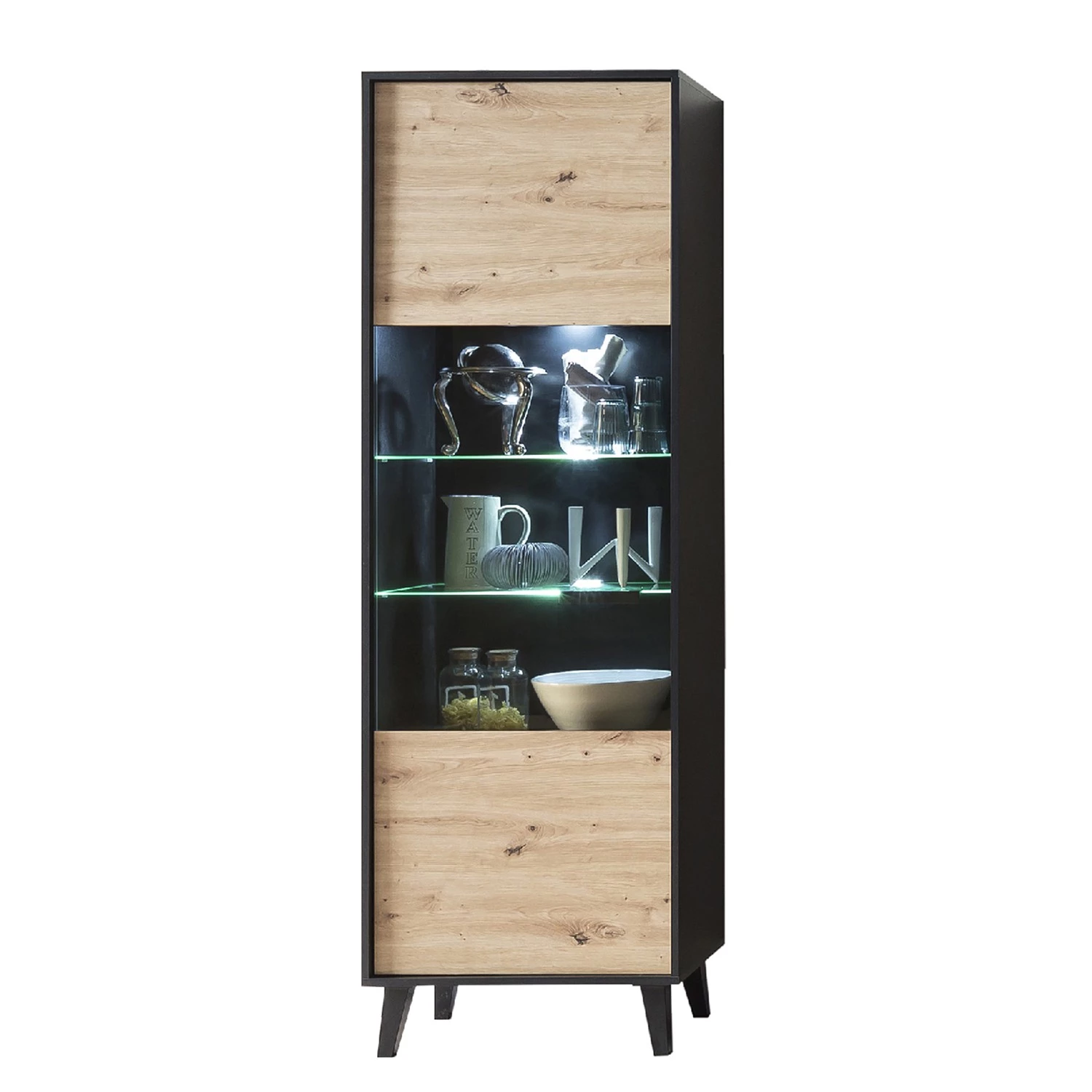 Norrwood Vitrine Argenteuil - Imitation chêne artisan / Noir - Hauteur : 199 cm 1 Norrwood Vitrine Argenteuil - Imitation chêne artisan / Noir - Hauteur : 199 cm