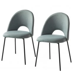 Mørteens Chaise capitonnée Ikley - Tissu / Métal - Noir - Gris menthe - Lot de 2